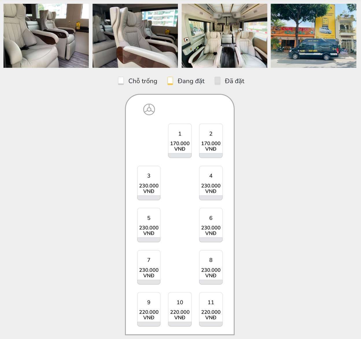 Hình ảnh mô tả giá theo vị trí ghế hạng Luxury dịch vụ Limousine Vũng Tàu - Hồ Chí Minh