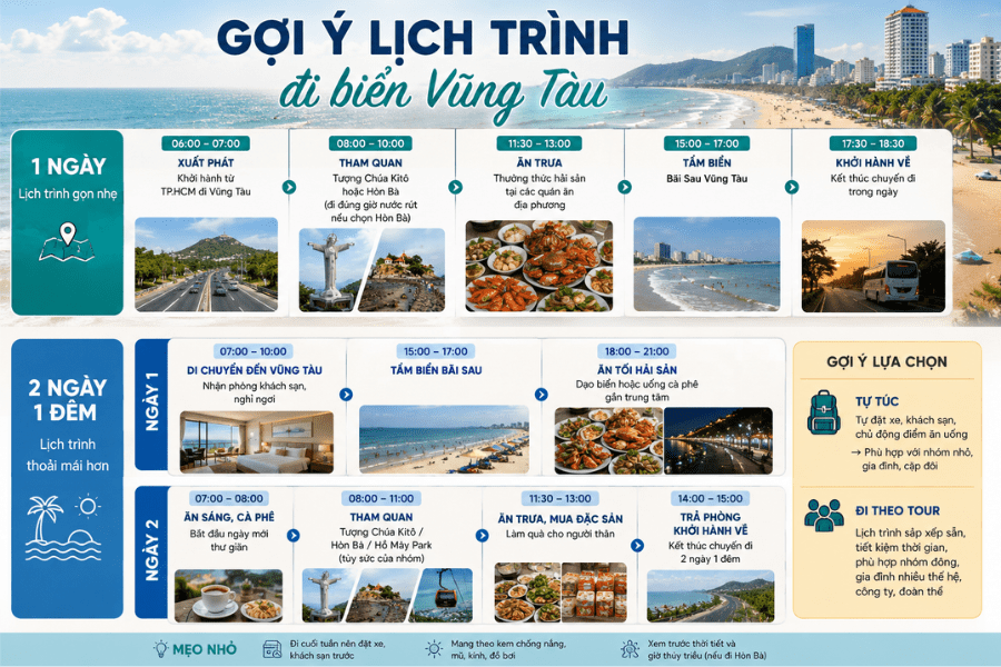 gợi ý lịch trình đi biển vũng tàu