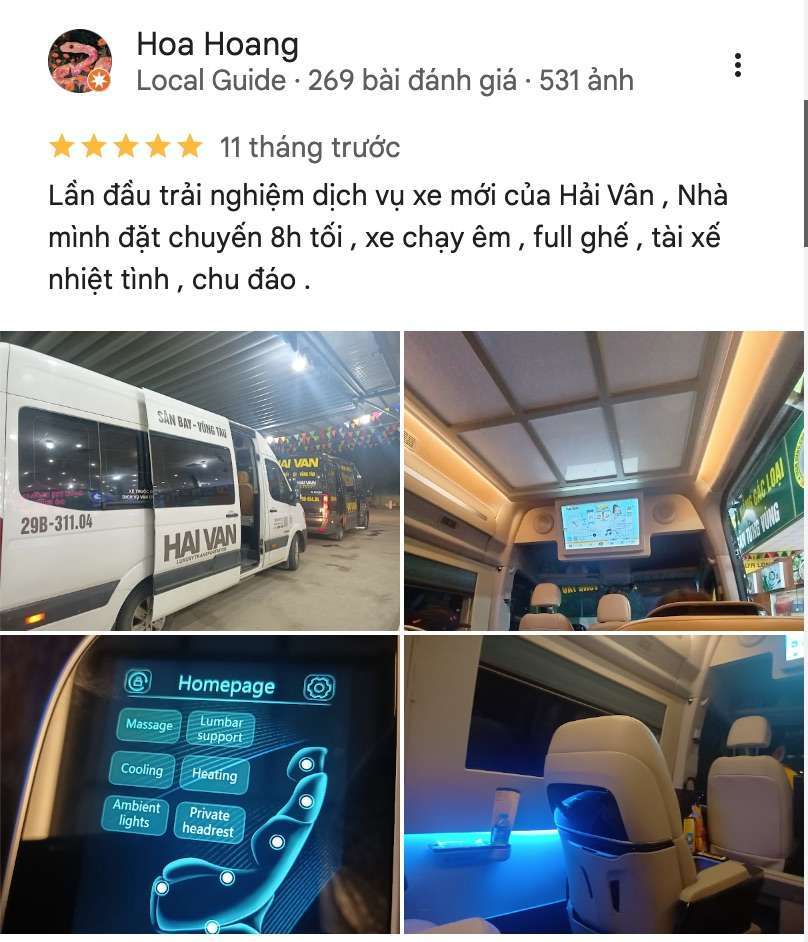 Khách hàng chia sẻ trải nghiệm đi xe Hải Vân Vũng Tàu